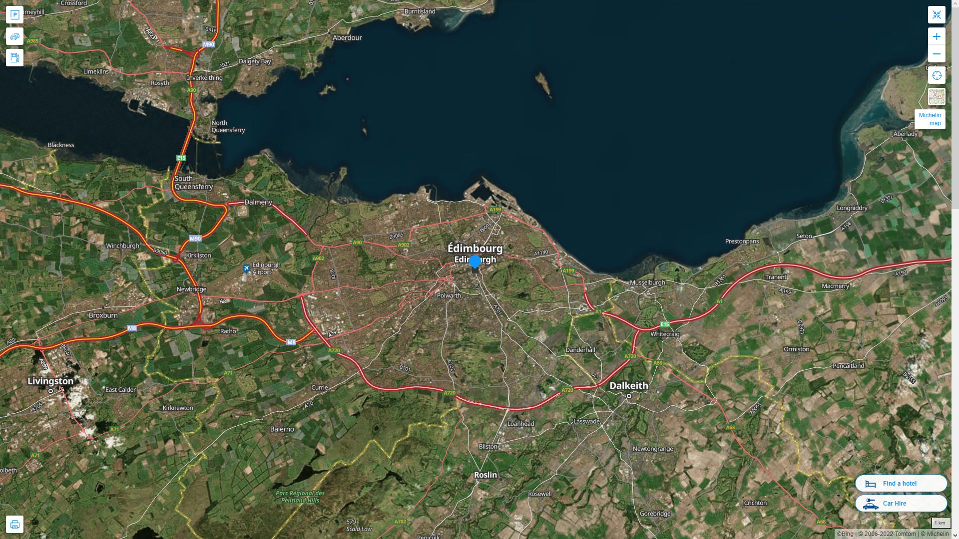 Edinburgh Highway and Road Map with Satellite View